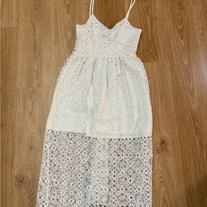 White Lace Overlay Dress